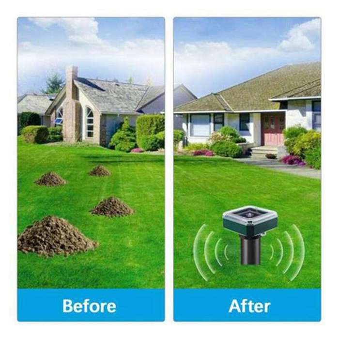 2 Pcs Solar Ultrasonic Mole Snake Repeller for Garden Yard Farm,etc