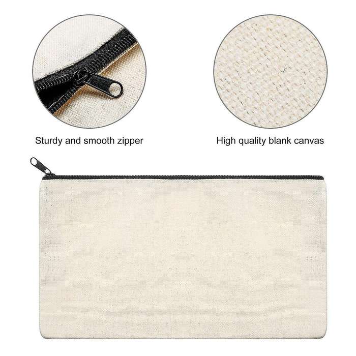 Canvas Zip Bag Canvas Pencil Bag Canvas Travel Diy Crafts School 20