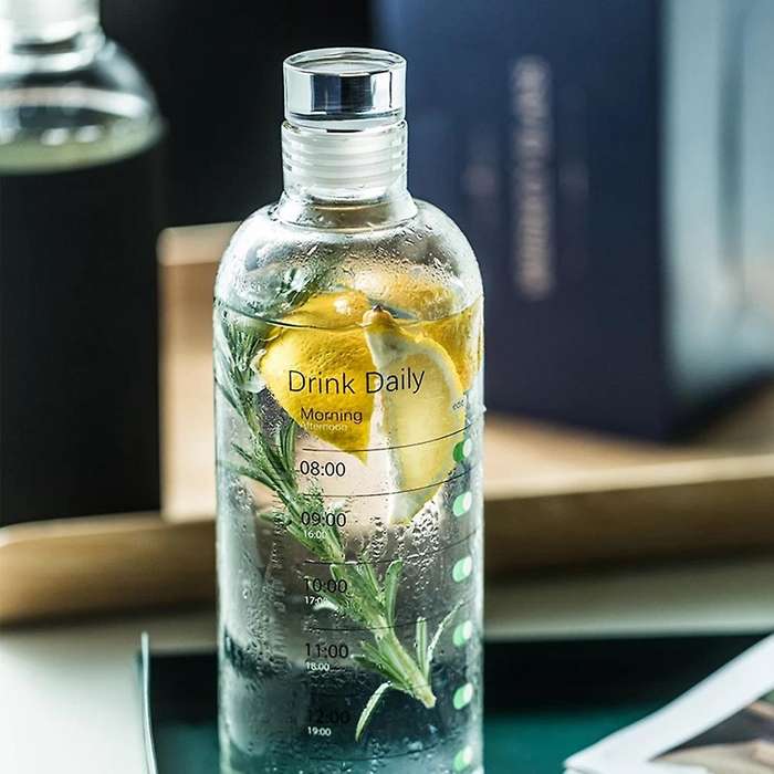 500ml Glass Bottle with Time Cover for Water Drinks Transparent