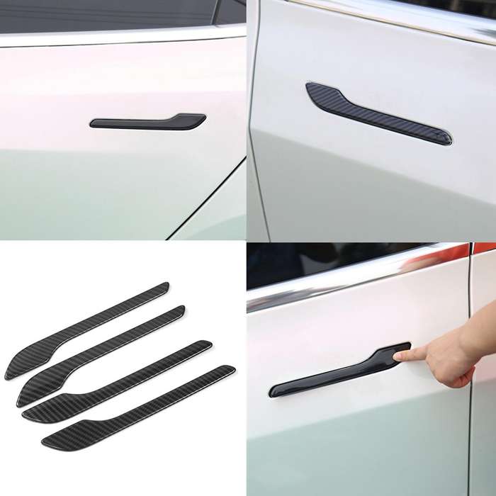 4pcs Car Door Handle Wrap Cover Sticker for Tesla Model 3 Model Y B