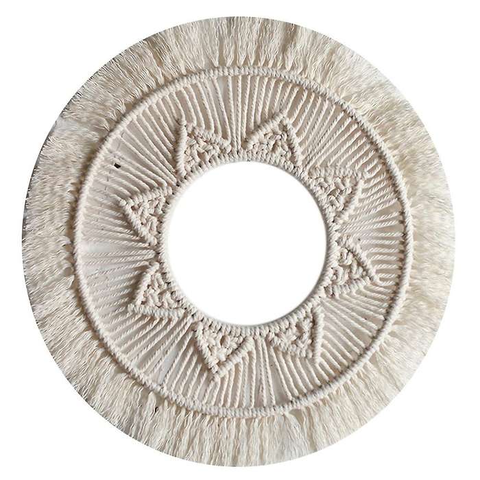 Ins Macrame Mirror Decoration Dark Style Home Decoration (white)