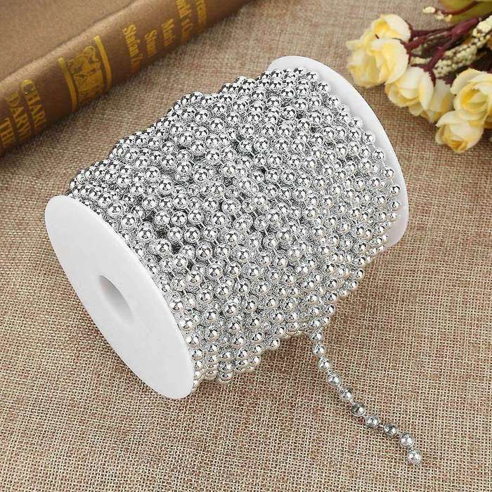 8mm 10m/roll Christmas Tree Garland Artificial Plastic Pearl (silver)