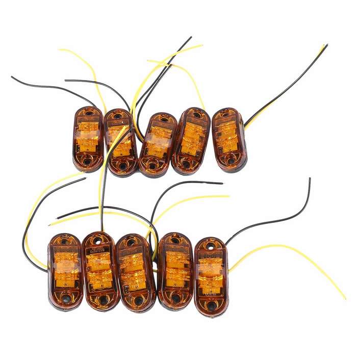 10x Yellow Led 2.5inch 2 Diode Light Oval Clearance Side Marker Lamp