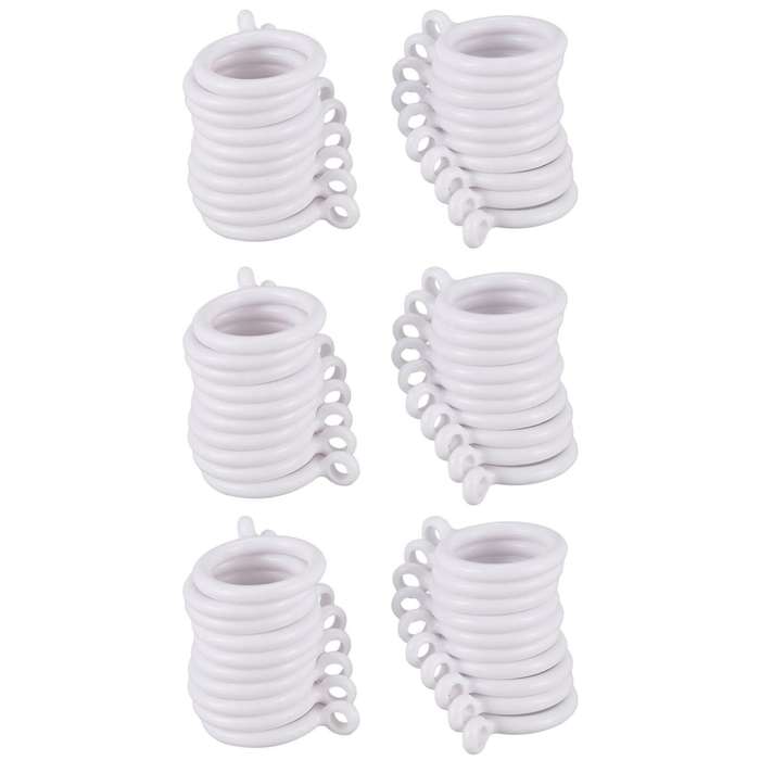 60x White Plastic Curtain Rings