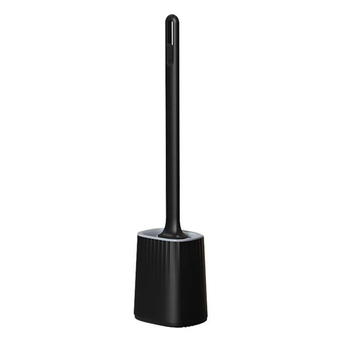 Toilet Brush with Quick Drying Brush Holder (black)