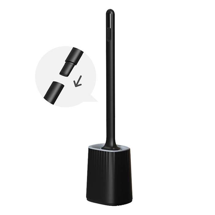 Toilet Brush with Quick Drying Brush Holder (black)