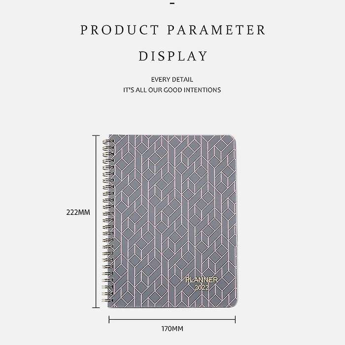 A5 2022 English Version Schedule Notebook Office Supplies Gray