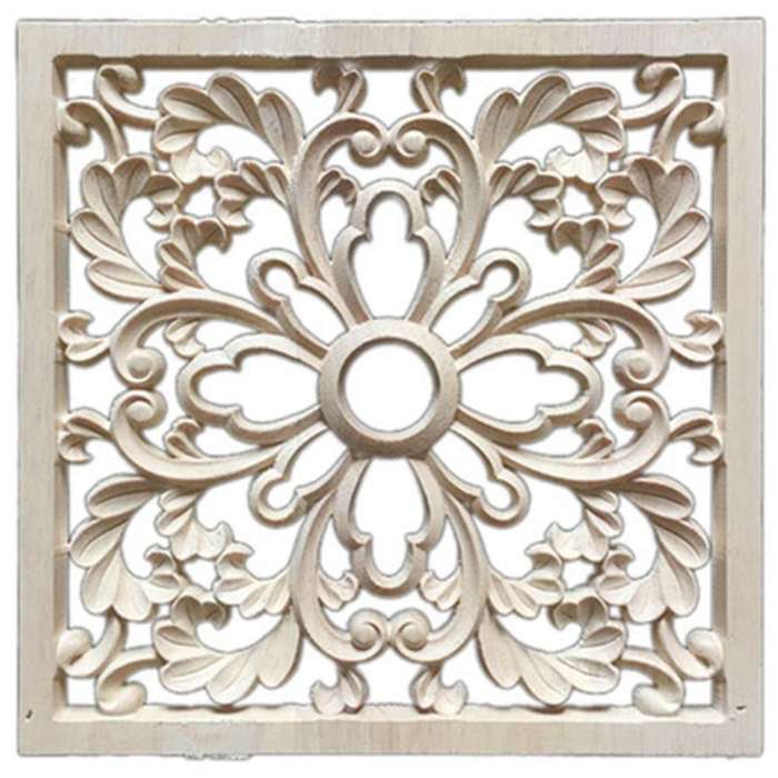 1x Rubber Wood Carved Onlay Applique Diy Decor F:20 X 20cm