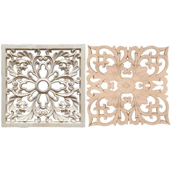 1x Rubber Wood Carved Onlay Applique Diy Decor F:20 X 20cm