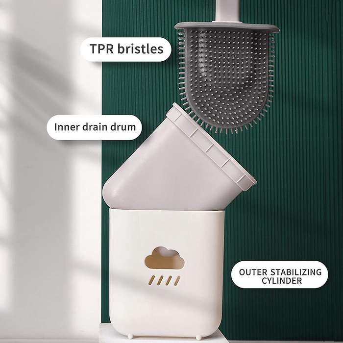 2 Pcs Toilet Brush and Holder Set,toilet Brush with Handle