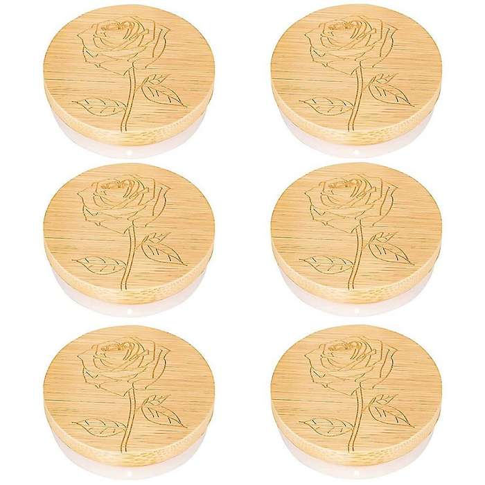 6 Pack Yogurt Jar Lids Set, Bamboo Lids That for Perfect Sealing