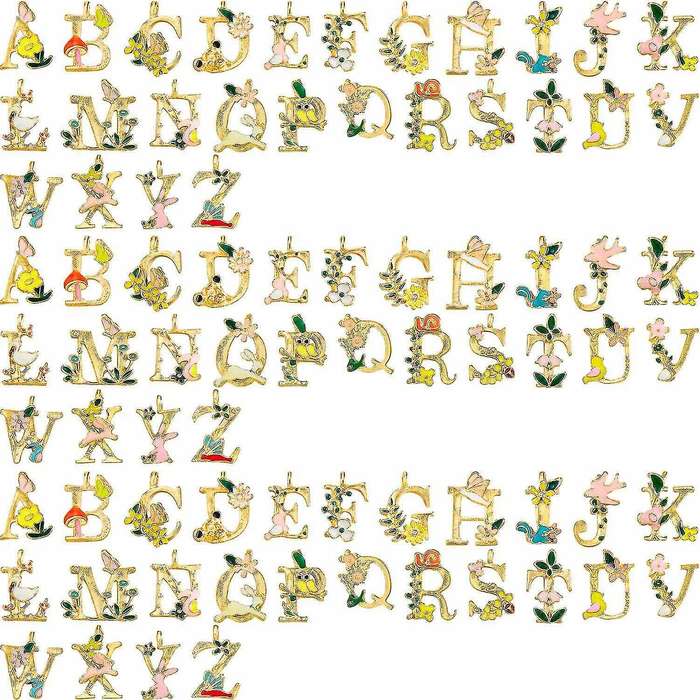 78 Pieces Enamel Letter Charms for Diy Jewelry Bracelet Craft Making