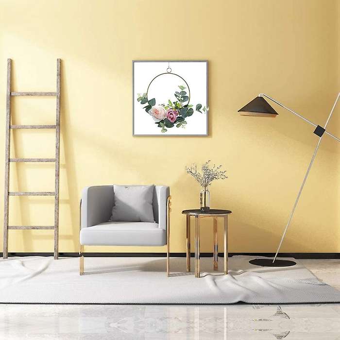 Floral Hoop Wreath Garland Artificial Rose for Nursery Decor, Round