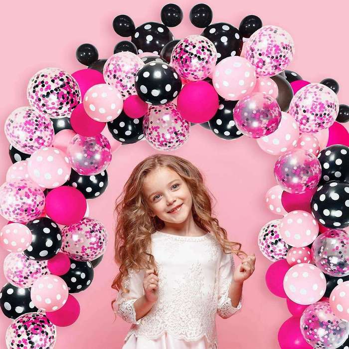 Balloon Garland Arch Kit Pink Black Balloon Decoration for Girls