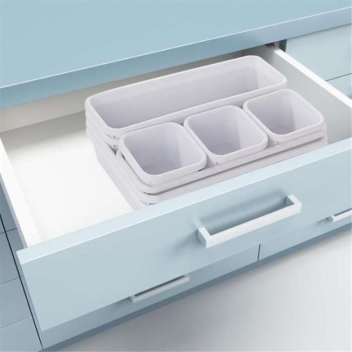 Organizer Box Trays Storage Kitchen Bathroom Closet Desk Box White
