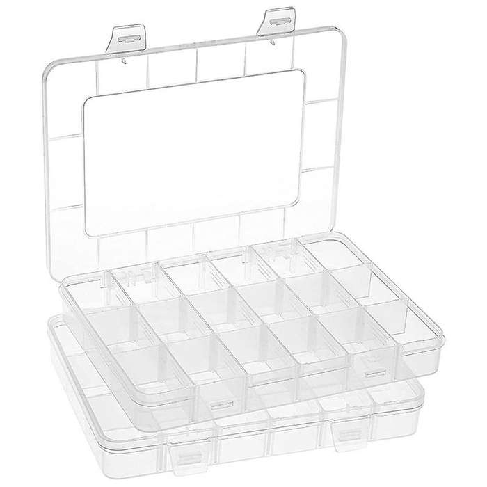 18 Grids Plastic Organizer Box Adjustable Dividers, Storage Box