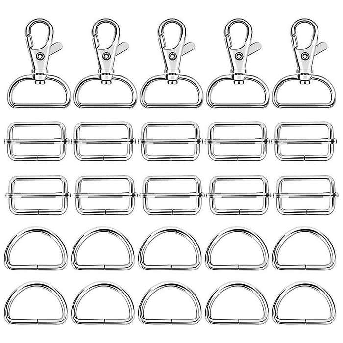 60pcs 32mm Metal D Rings for Gags Swivel Snap Hooks (silver)