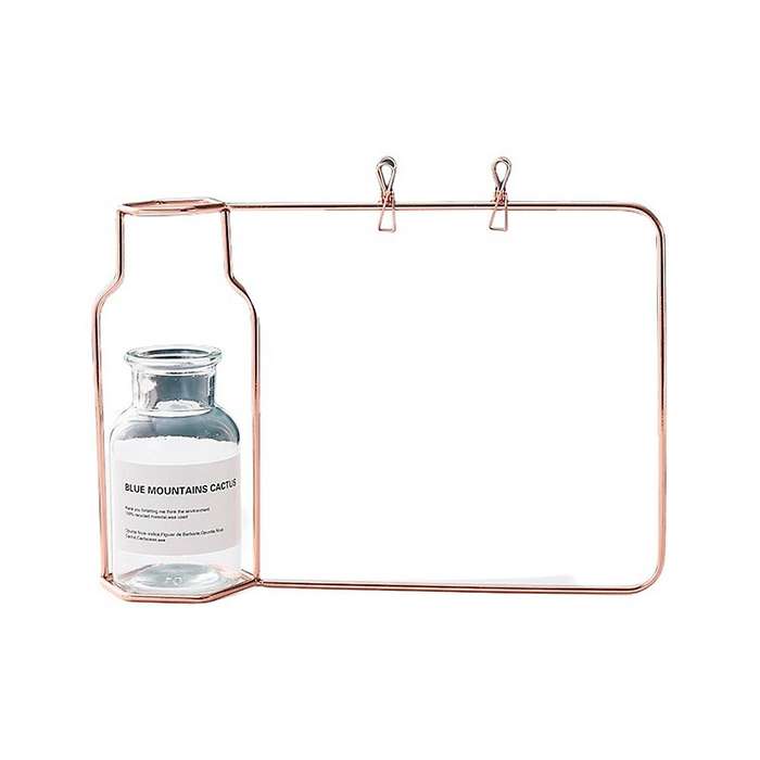 Creative Iron Photo Frame Vase Hydroponic Vase Home Decor, Rose Gold