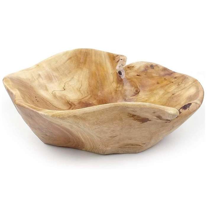 Wooden Fruit Salad Serving Bowl Hand-carved Root Bowls 20-24cm