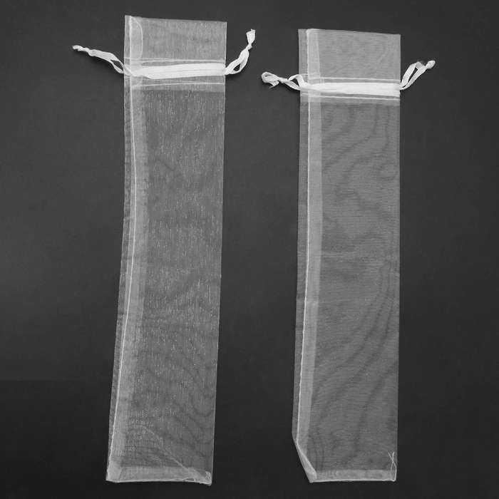 50pcs White Drawstring Organza Folding Hand Fan Pouch Wedding Bags