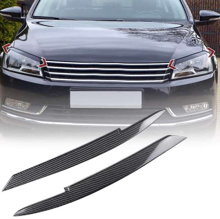 For Passat B7 2010-2015 Headlight Eyelids Eyebrows Abs Carbon Fiber
