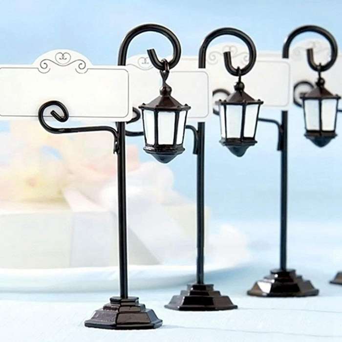 5 Pcs Streetlight Shape Wedding Reception Place Card Holder with Card