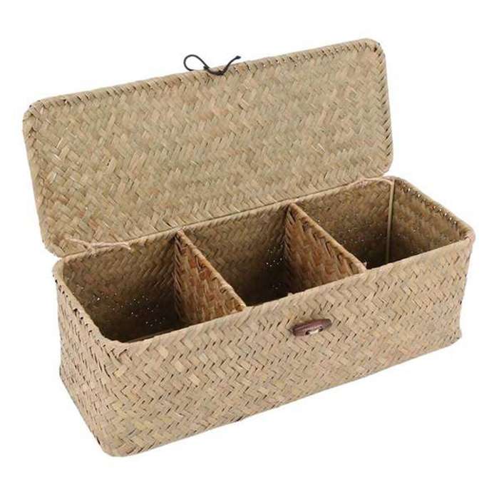 Toilet Paper Basket- 3 Plaid Rattan Basket- Jewelry Cosmetic Basket