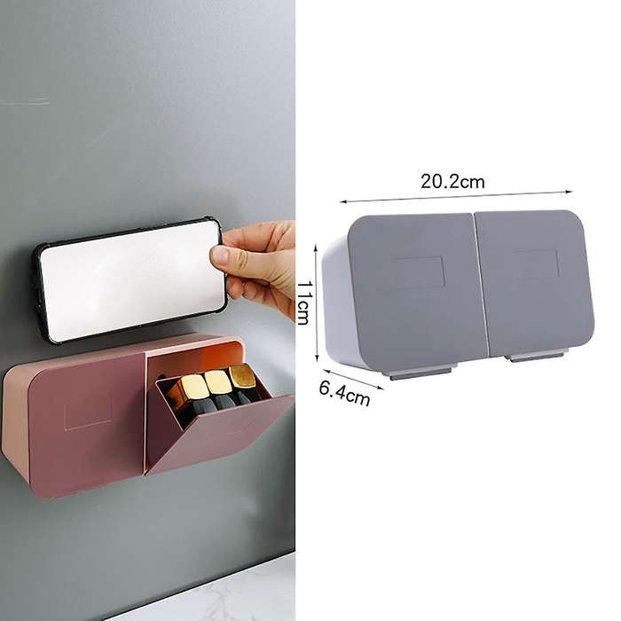 Wall Mounted Storage Box for Household Makeup Cotton Container Pink