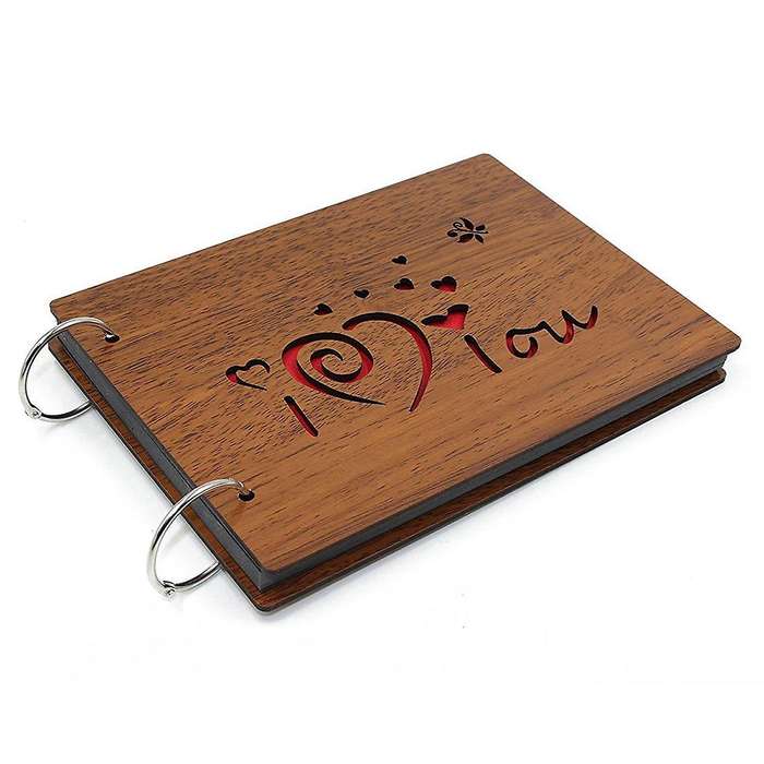 Diy Photo Album Wood Cover Scrapbook 8 X 6 Inches I Love You