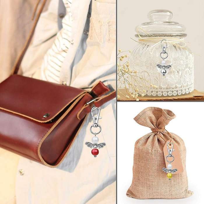30pcs Angel Keychain Souvenir Wedding Gifts Set with Tag Drawstring
