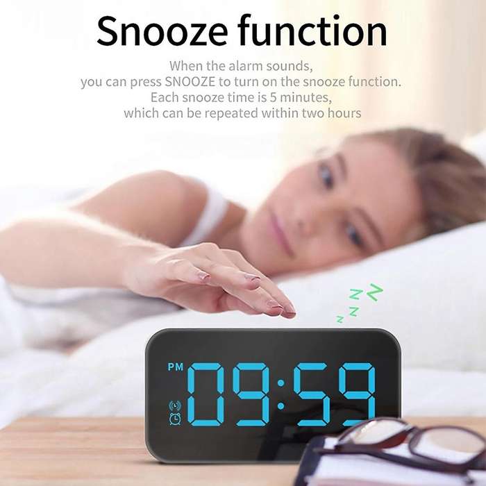 Digital Led Mirrow Alarm Clocks Voice Control for Bedroom Snooze