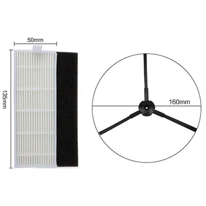 Main Brush Side Brush Hepa Filter for Ilife A4s Robot Vacuum Cleaner