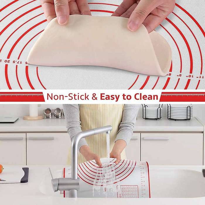 Pastry Mat with Measurements for Rolling Out Dough Oil Brush ,red