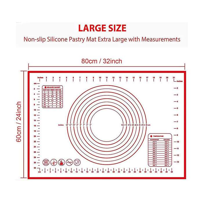 Pastry Mat with Measurements for Rolling Out Dough Oil Brush ,red