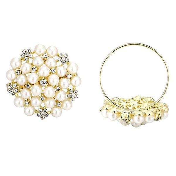 8 Pack Pearls Exquisite Alloy Napkin Ring for Party, Table Decoration