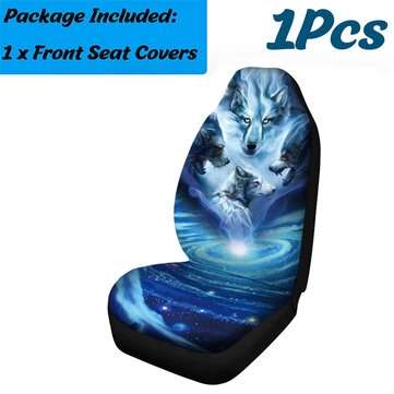 1/7 PCS Universal Car Seat Cover Starry Sky Wolf Design Full Seat Protect (QUANTITY: 1PCS)