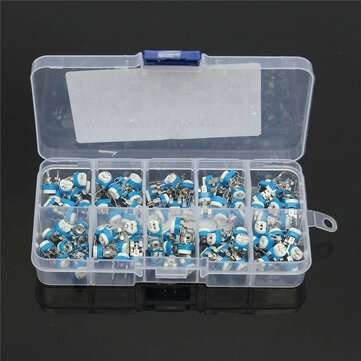 100Pcs 10 Values Variable Resistor 500R To 1M RM065 Carbon Film Horizontal Trimpot Potentiometer