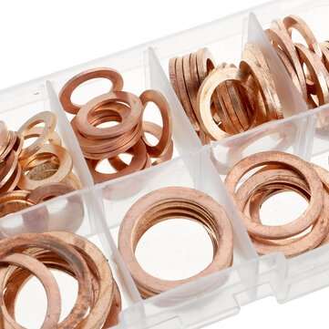 100Pcs Assorted Copper Sealing Solid Gasket Washer Sump Plug Oil For Boat Crush Flat Seal Ring Tool
