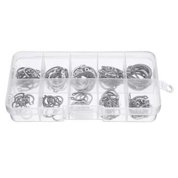 100Pcs Stainless C-Type Circlip Retaining Snap Ring Circlip Assortment Kit + Box