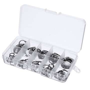 100Pcs Stainless C-Type Circlip Retaining Snap Ring Circlip Assortment Kit + Box