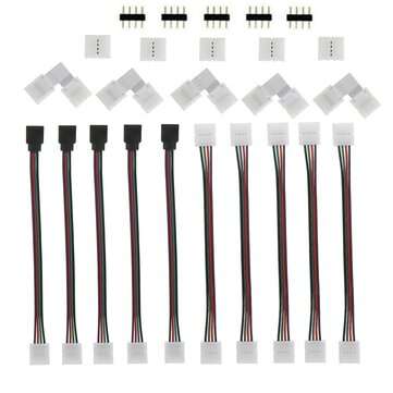 10MM RGB 3528 5050 4Pin LED Strip Light Connector Kit PCB Ribbon Cable PCB Clip Adapter Provides Mos