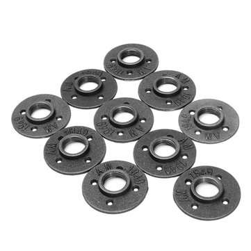 10pcs 1 Inch DIY Malleable Threaded Floor Flange Iron Pipe Fittings Wall Mounted