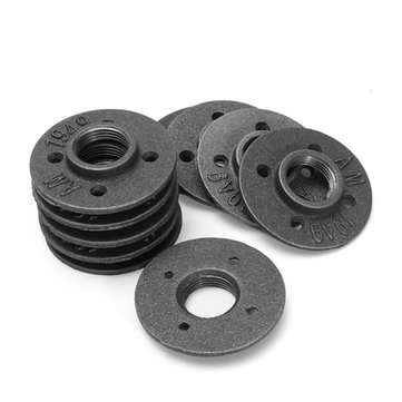 10pcs 1 Inch DIY Malleable Threaded Floor Flange Iron Pipe Fittings Wall Mounted