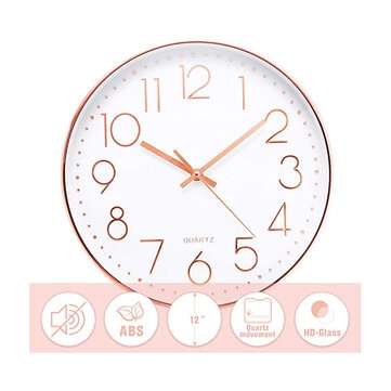 12`` Morden Wall Clock Non-ticking Wall Clock For Office/Living Room/Bedroom Decor