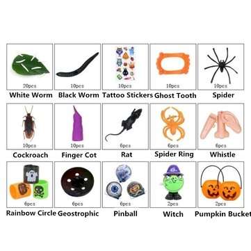 120PCS Mischievous Insect & Halloween Tricky Toys for Children`s Party Games