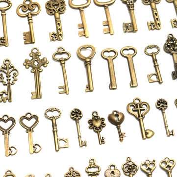 128Pcs Vintage Bronze Key For Pendant Necklace Bracelet DIY Handmade Accessories Decorations