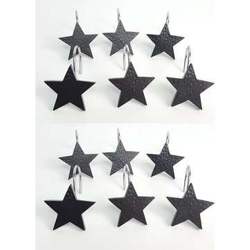 12Pcs Black Star Shower Curtain Hooks Hanging Hook Bathroom Decoration