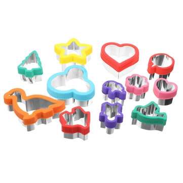 12Pcs Cookie Mould Tool Stainless Steel Irregular Shape Embossing Tool With Hand Protection Ring For