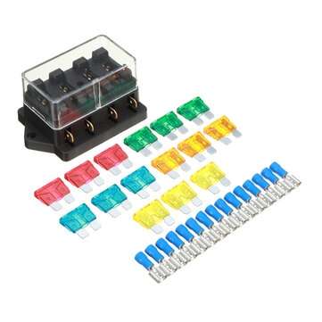 12V/24V 4 Way Circuit Standard Auto Car ATO Blade Fuse Box Block Holder