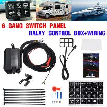 12V/24V 6 Gang Switch Panel Housing LED Work Light Bar Electronic Relay Circuit Control System For T